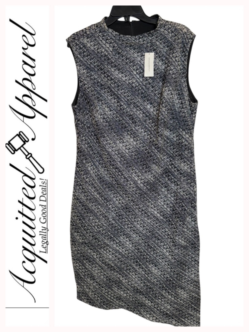 Banana Republic High Low Hem Sleeveless Black & White Tweed Dress 16
